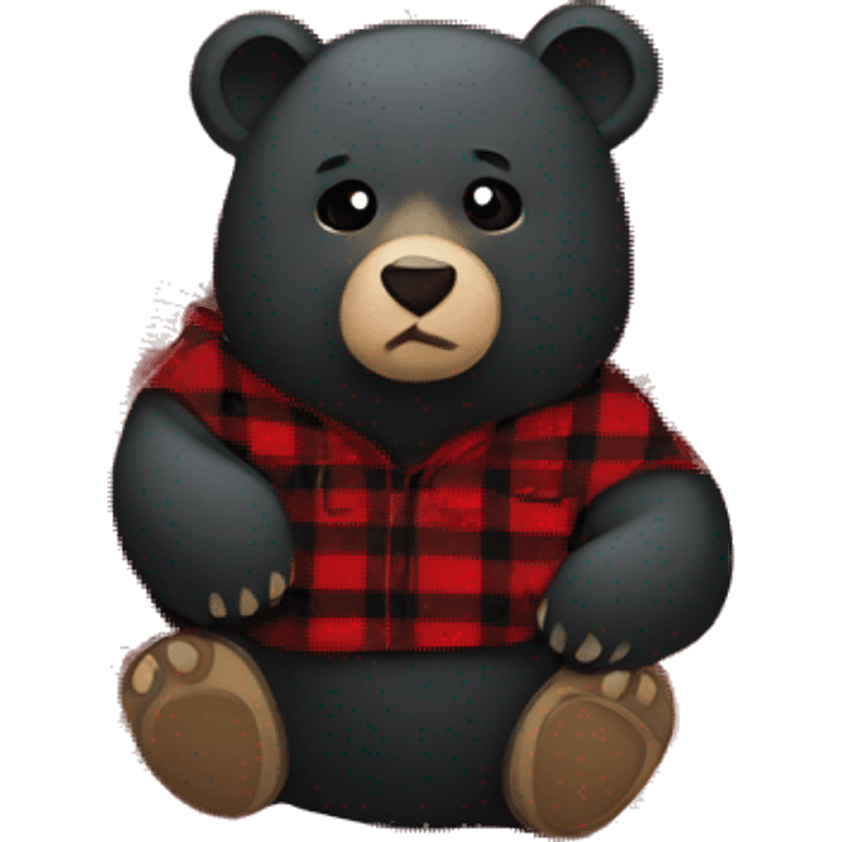 Black bear with red and black flannel emoji