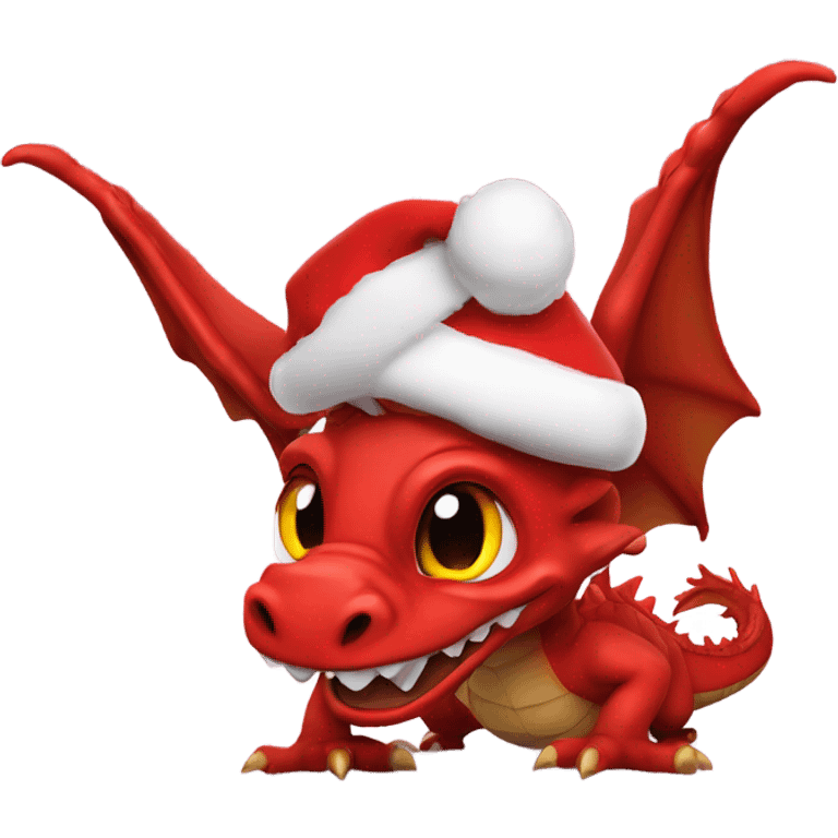 Red dragon of wales in a Santa hat emoji