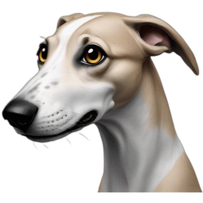 Hyper realistic greyhound with batman emoji