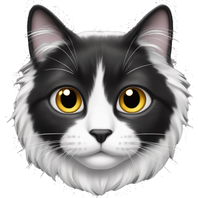 black and white cat long haired emoji