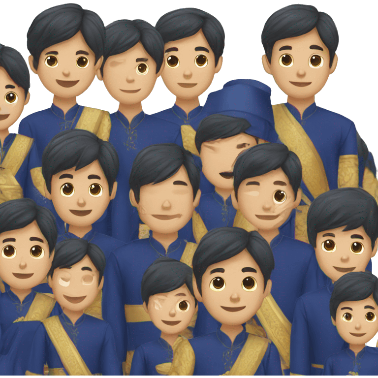 a malay boy wearing dark blue color of baju melayu and songkok emoji