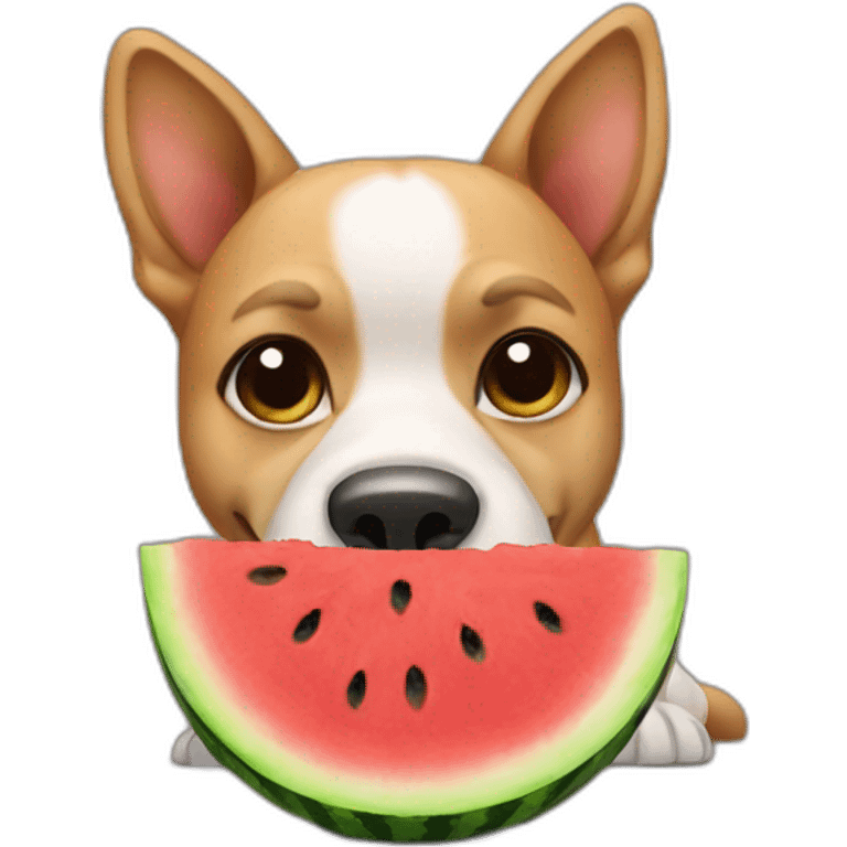 dog eating watermelon emoji