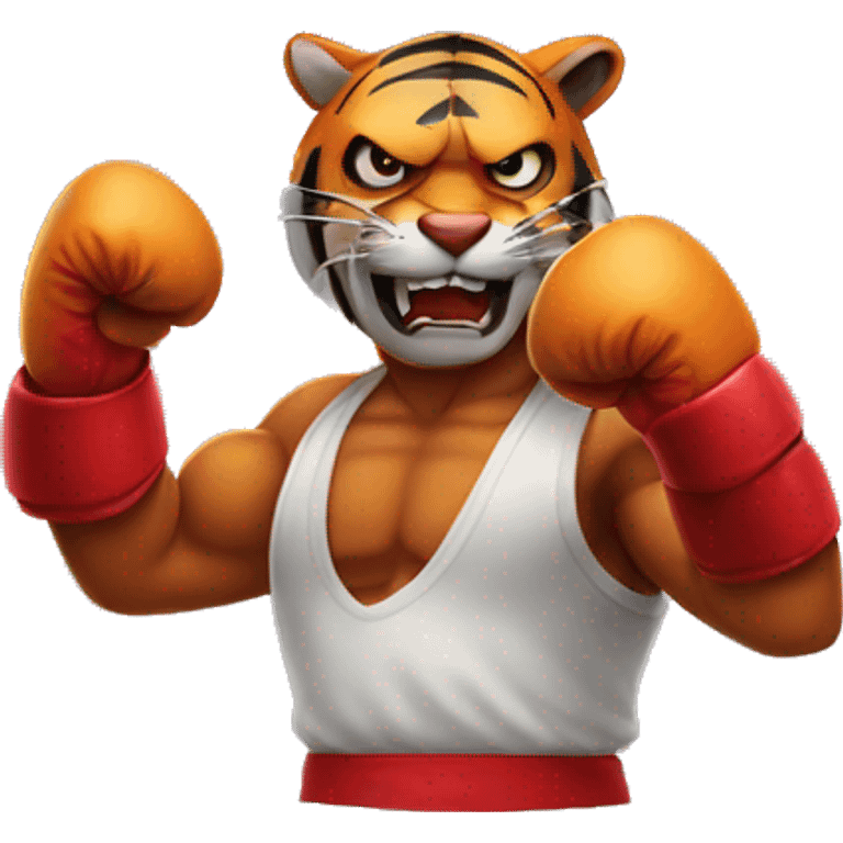 Tiger with evil face   boxing with his arms crossed emoji