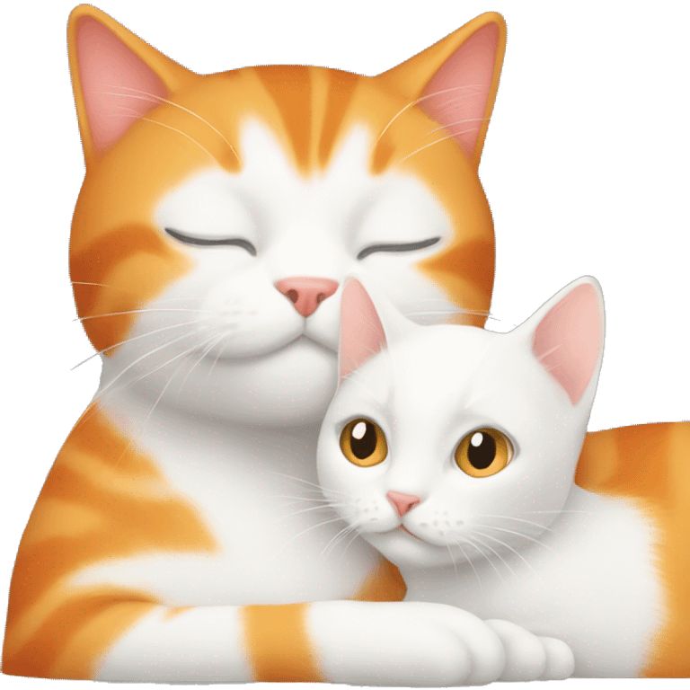 Orange cat hugging white cat emoji