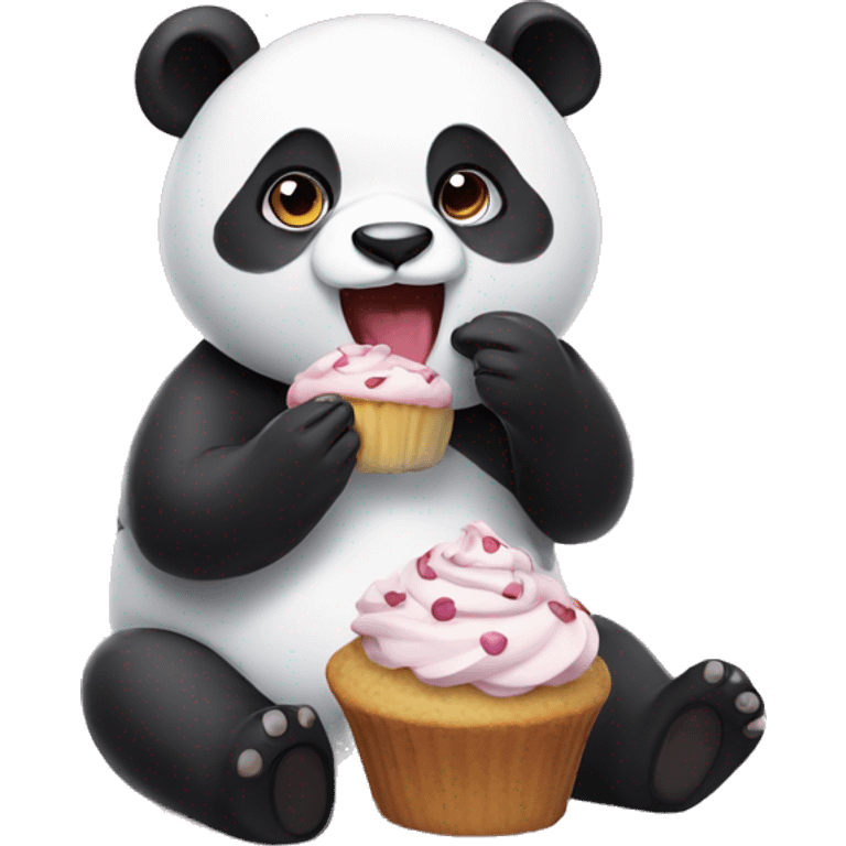 Panda eating cupcake emoji