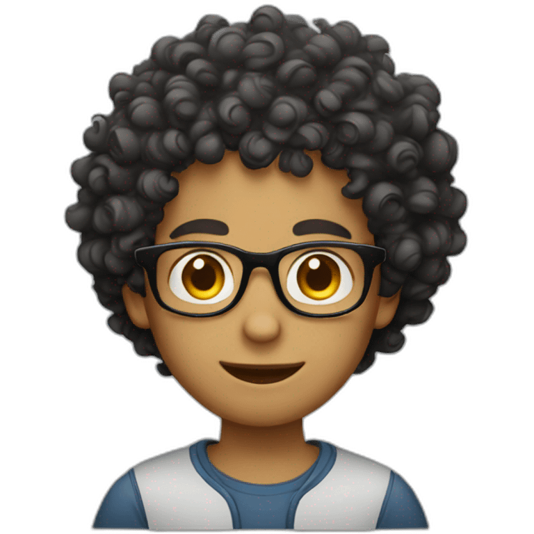 Curly haired boy with glasses emoji