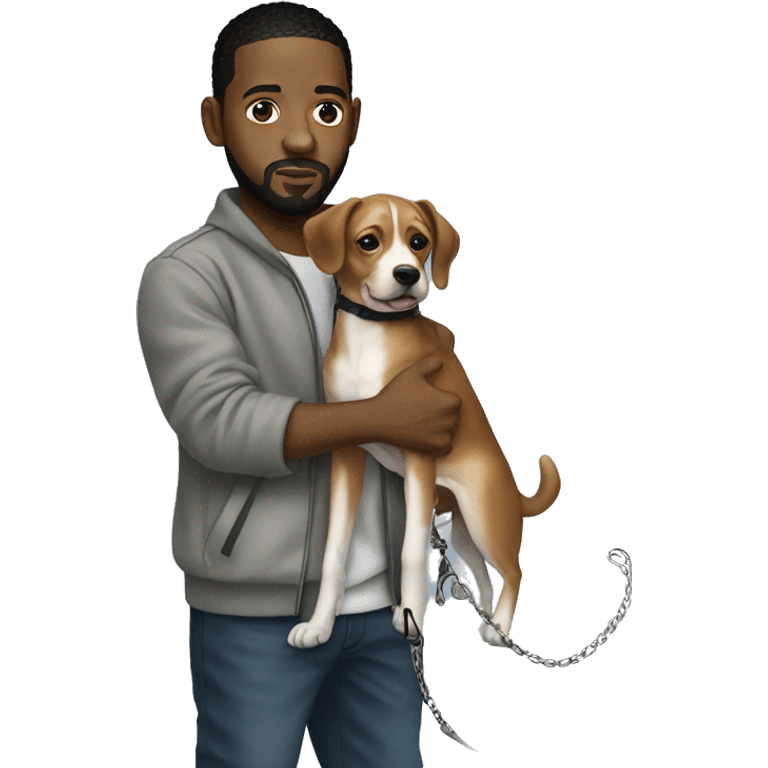 Kendrick Lamar holding drake as a dog on a leash emoji