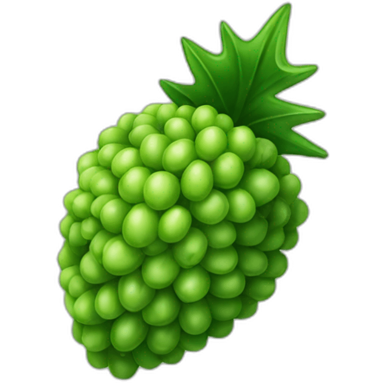 green pine fruit with one leaf emoji