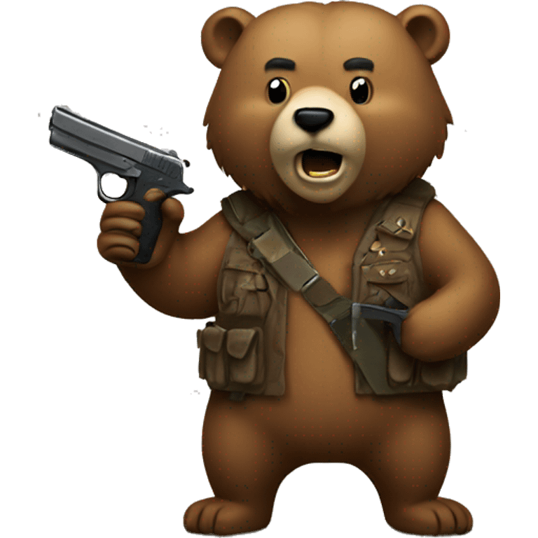 a bear holding a pistol emoji