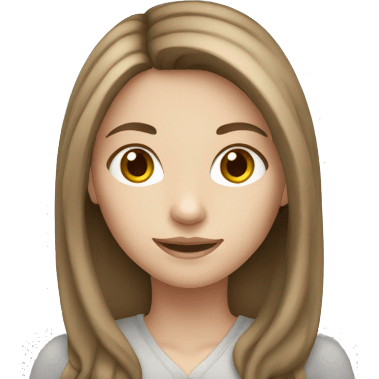 white skinned girl with brown hair working emoji