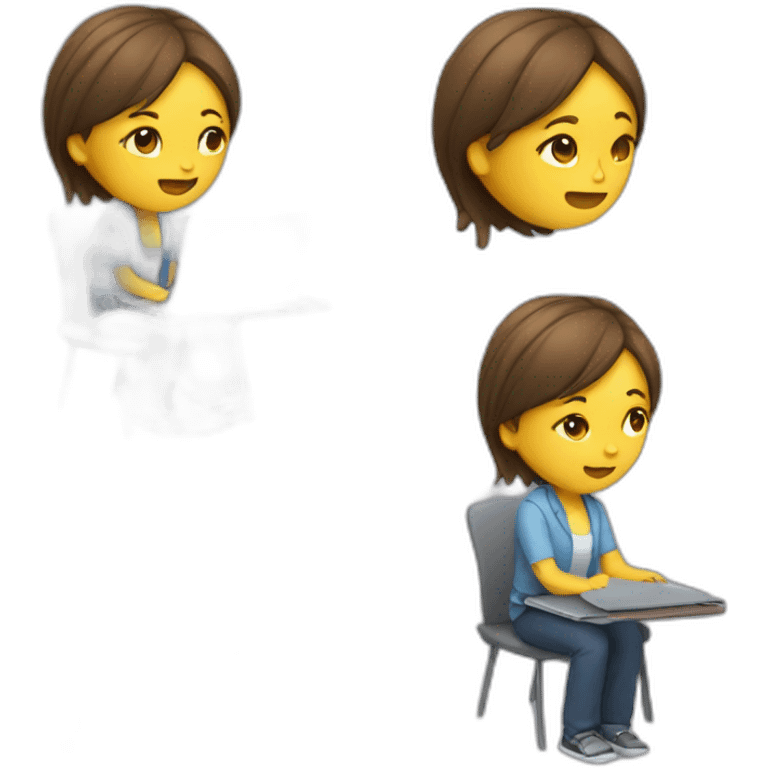 A girl working on a laptop who’s very tired  emoji