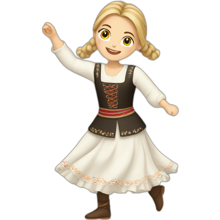 white girl in folk costume dancing emoji