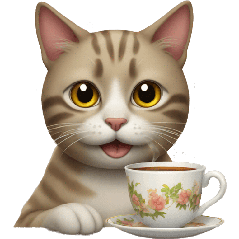 cat drinking tea emoji