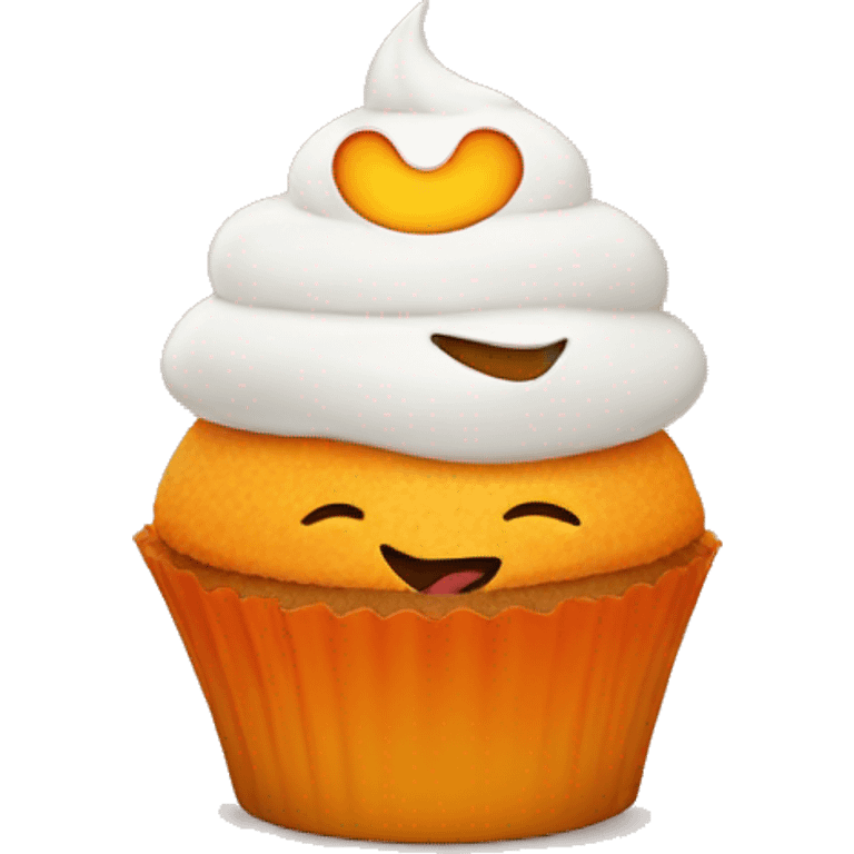 Orange cupcake with a happy face  emoji