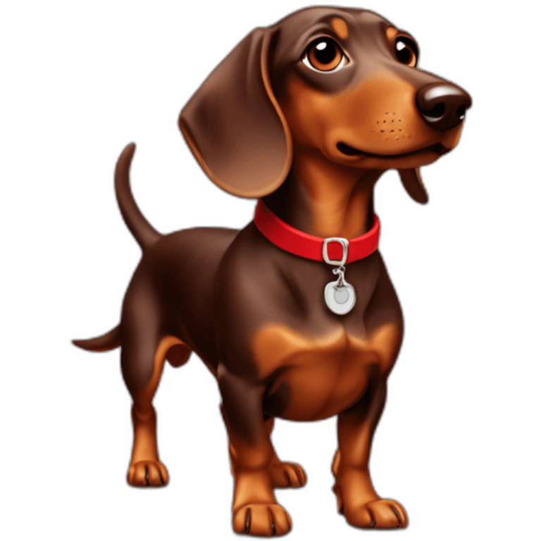 dachshund chocolate with red collar emoji