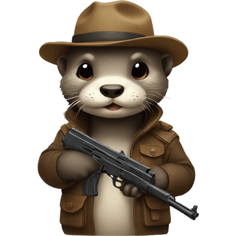 a cute otter with a gun emoji