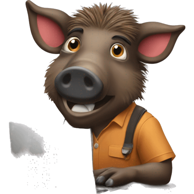 Wild boar working in a computer like ig he worked as a marketing guy emoji