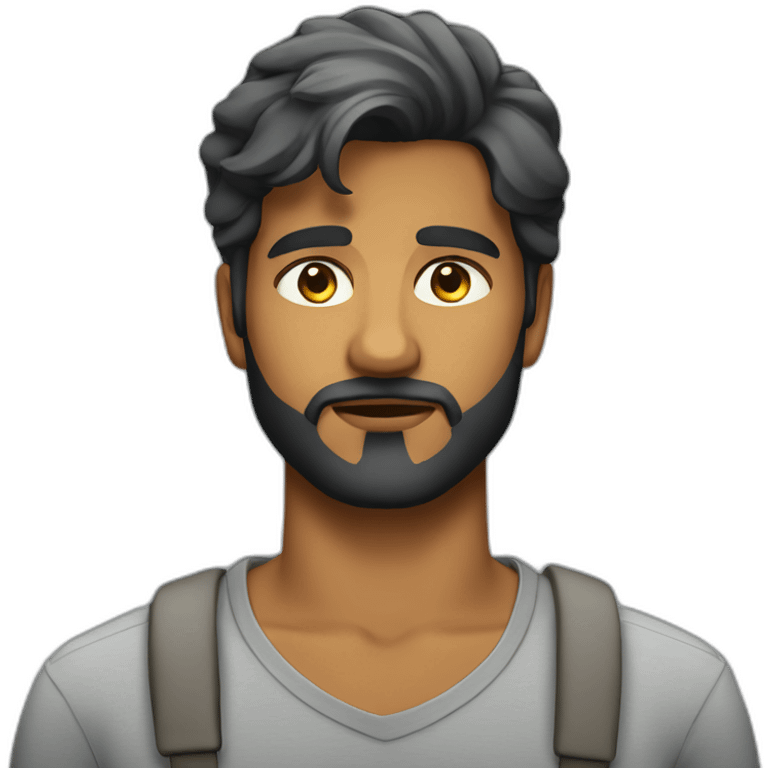 sri lankan 25 year old handsome and stylish guy with a beard with a frowning face emoji