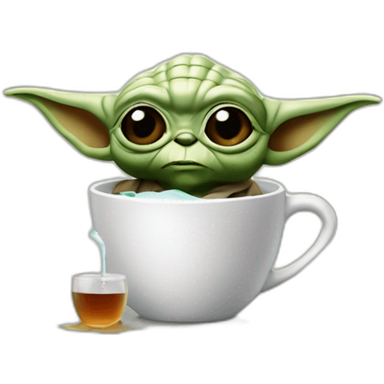 Yoda drink thé water with eye patch emoji