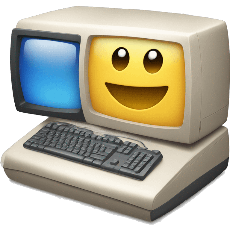 a computer with a smiling face emoji