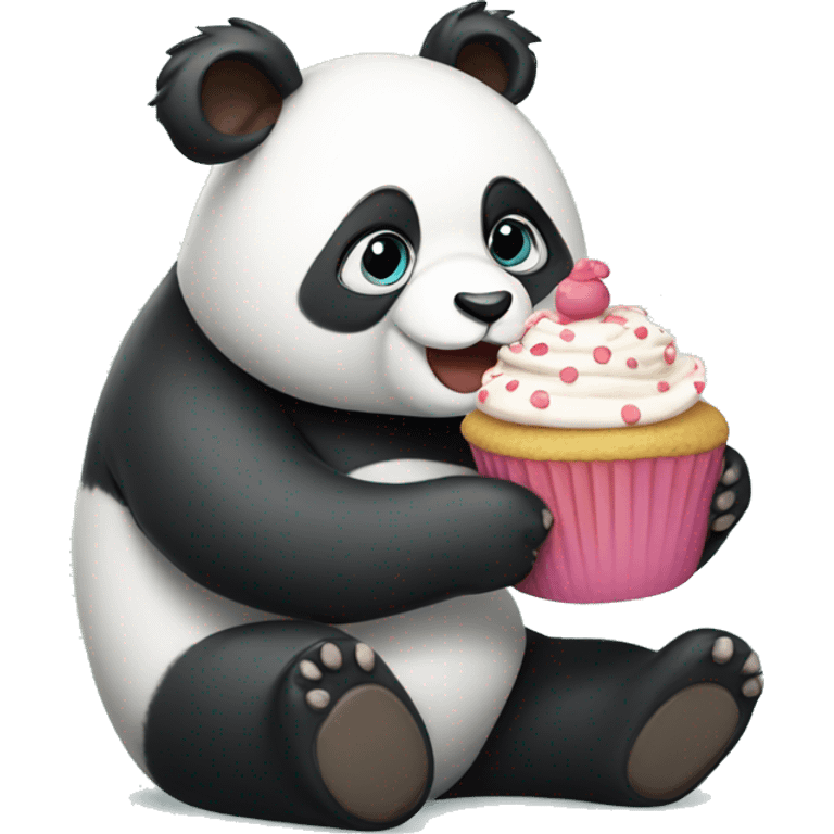 Panda holding a cupcake  emoji