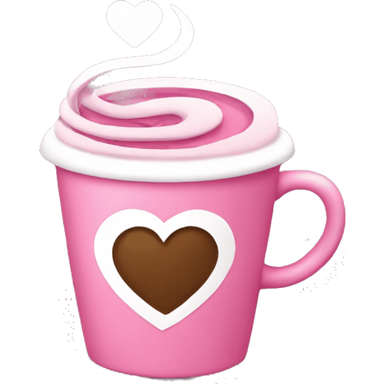 Pink coffee cup with heart swirl emoji