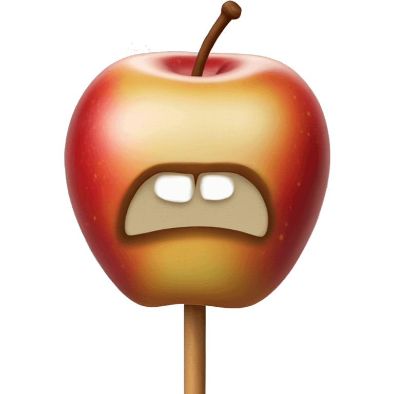 Realistic isolated single Carmel dipped apple on a stick.  emoji