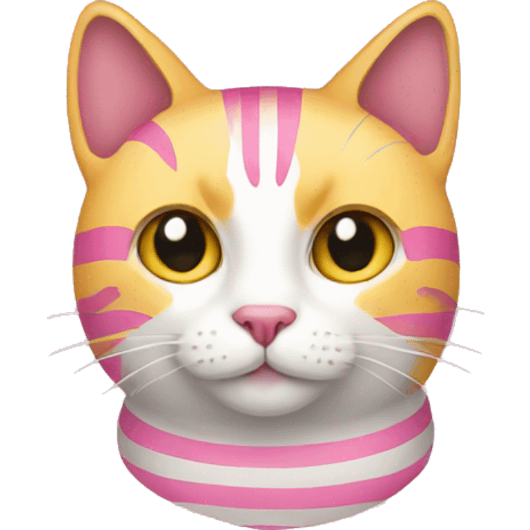 cat with yellow and pink stripes emoji