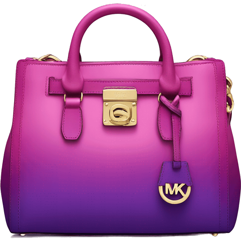 Realistic isolated magenta to purple ombre Michael kors satchel purse.  emoji