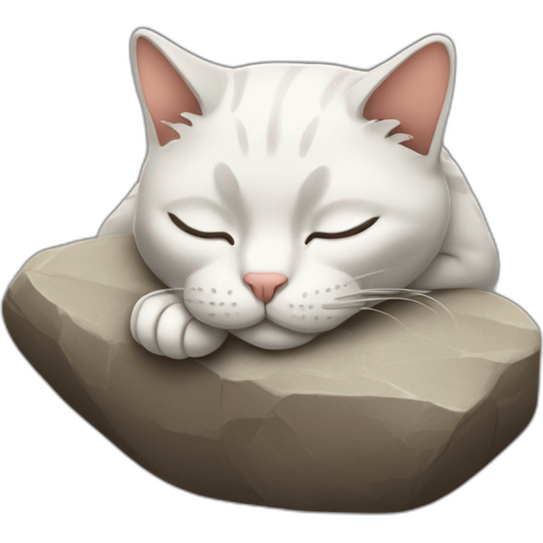 Cat sleeping on stone emoji