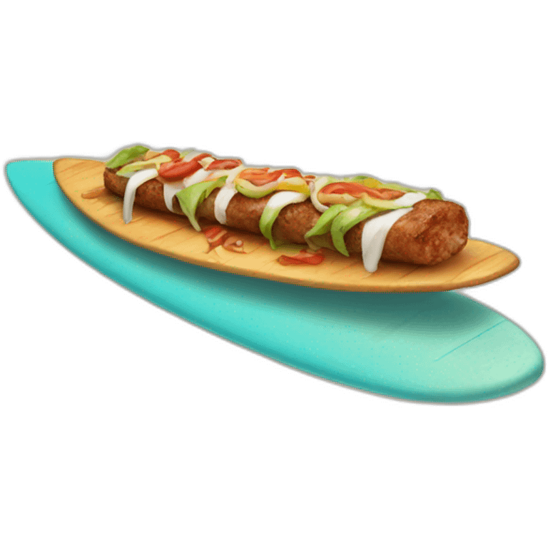 kebab on a surf board emoji