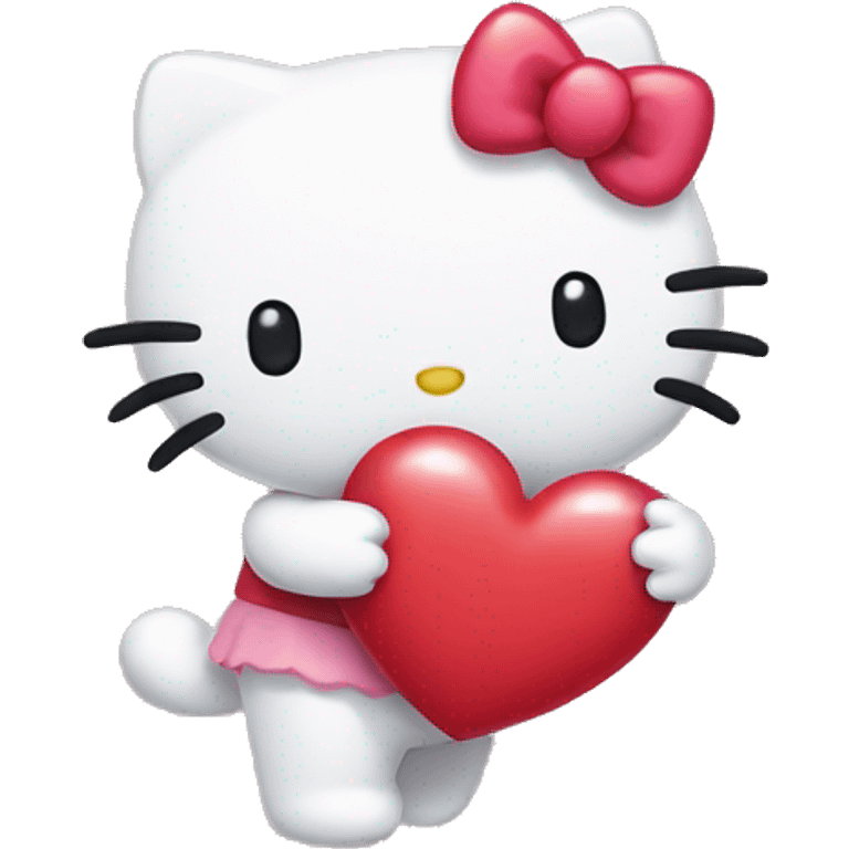 Hello kitty carrying a heart  emoji