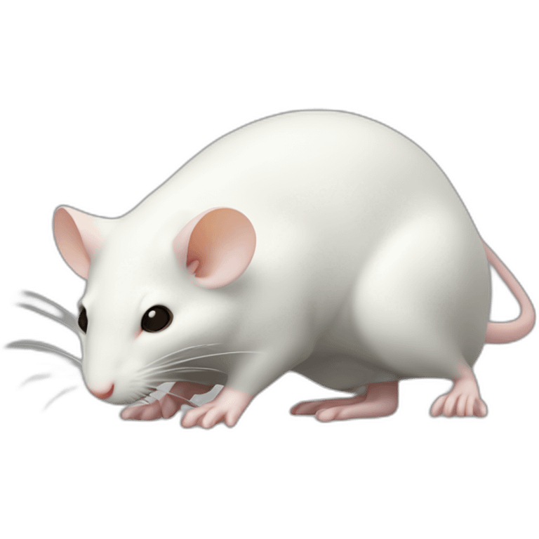 white mouse，small eyes, on all fours，full body，lateral view emoji