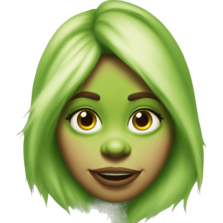 grinch dressed as girl with make up emoji