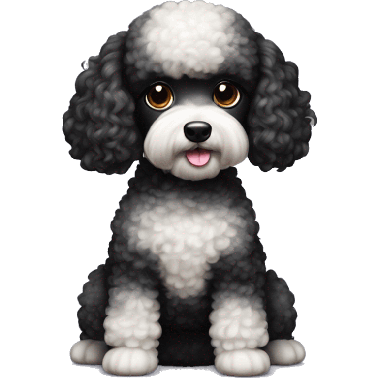 Hembra poodle mini toy negra con lacitos emoji