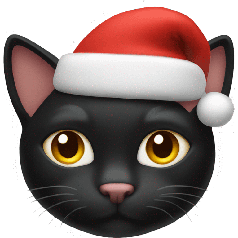 Black cat with Xmas hat emoji