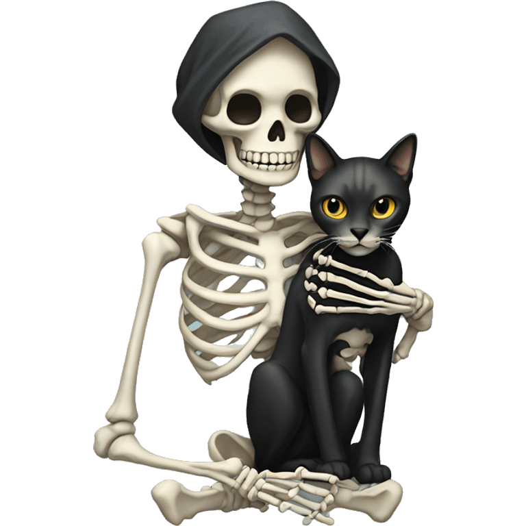 Skeleton holding cat emoji