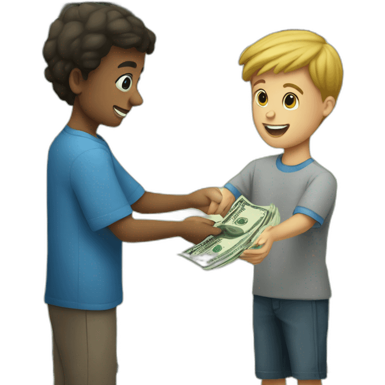 100 dollar bill being handed to a kid emoji