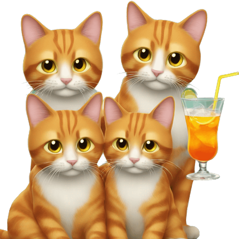 3 orange cats drinking cocktails emoji