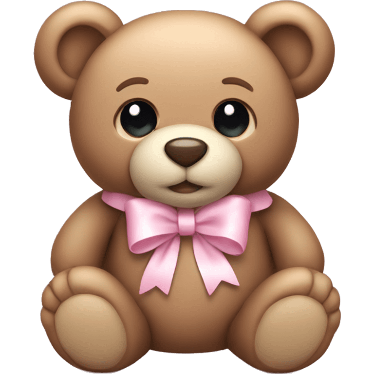 Teddy bear with light pink bow  emoji