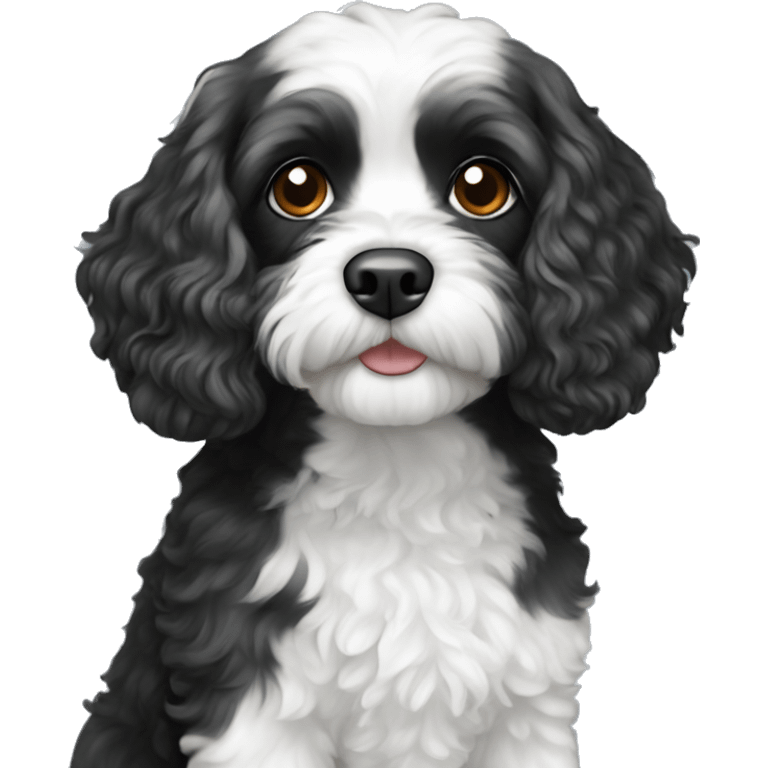 Black and white cavapoo emoji