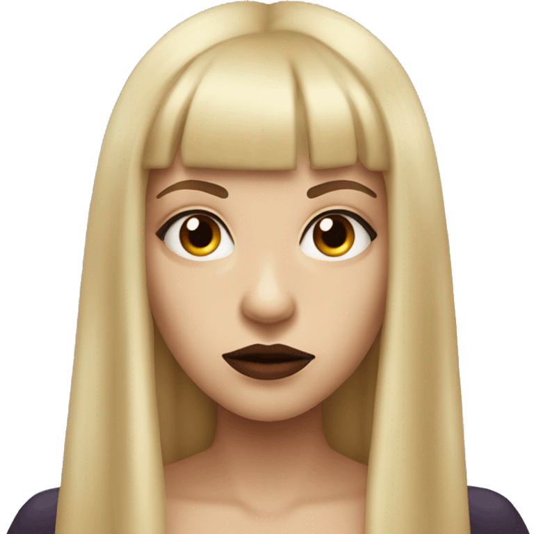 beautiful vampire woman with long blonde straight hair and bangs and hazel eyes serious expression emoji