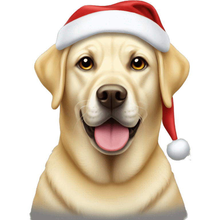 Yellow labrador wearing santa hat emoji