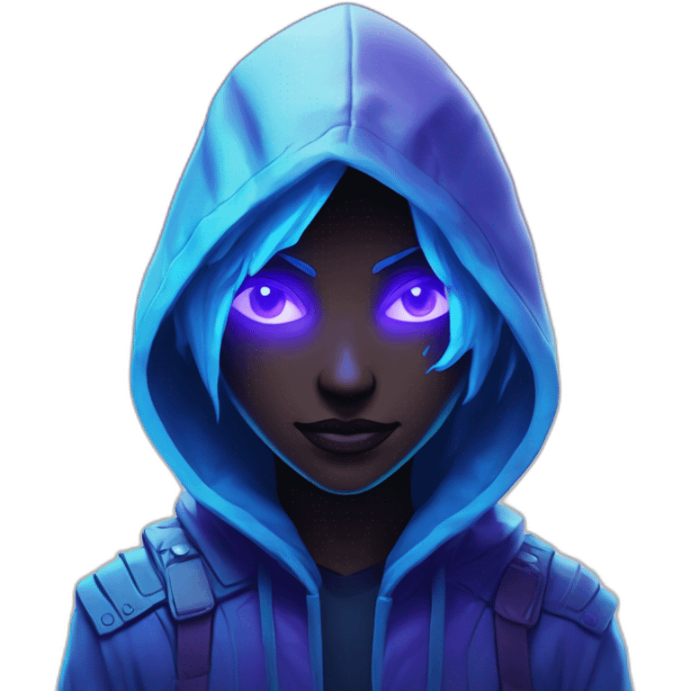 Riot Games Valorant neon blue eyes glowing bright blue Video game character blue purple hooded assassin themed character shrouded wraith emoji