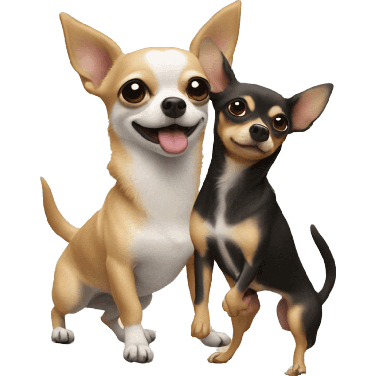 one Chihuahua and one shepherd twerking ￼ emoji