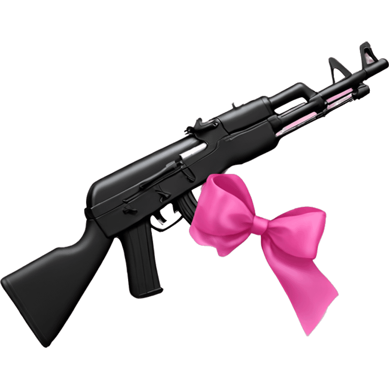 All black Ak47 with big pink bow on it  emoji