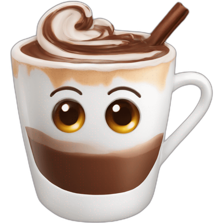 Chocolat chaut avec des yeux emoji