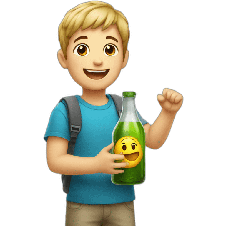 a kid happy with glass bottle  emoji