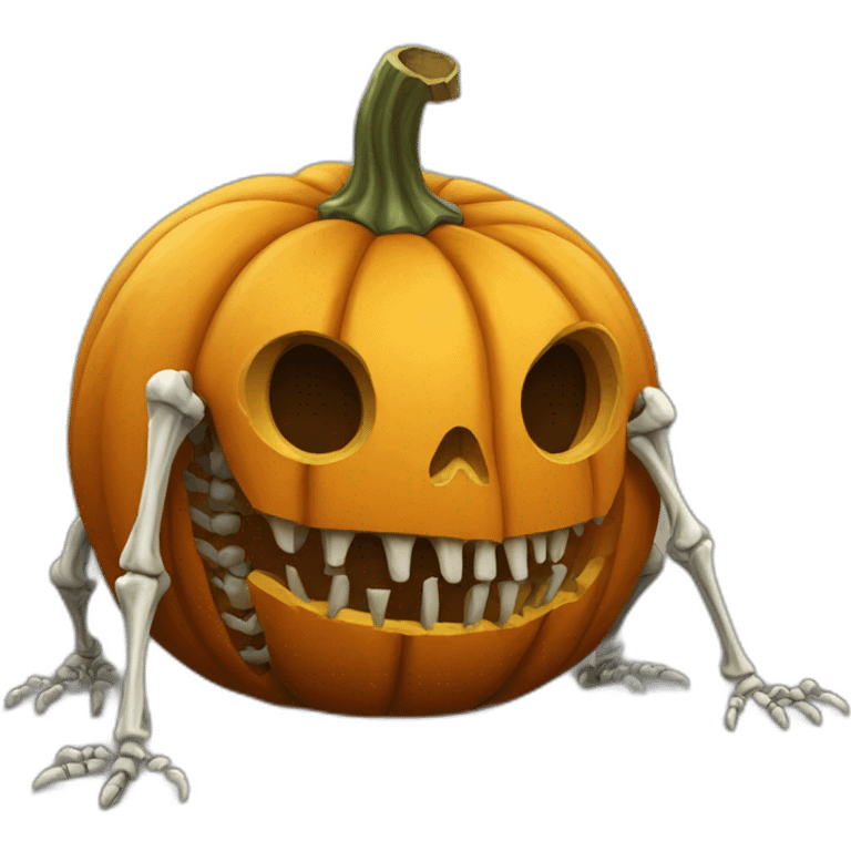 pumpkin  crawling skeleton emoji