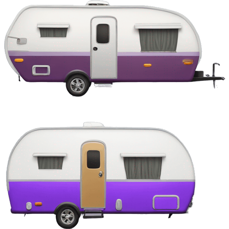 Realistic purple camping trailer isolated.  emoji